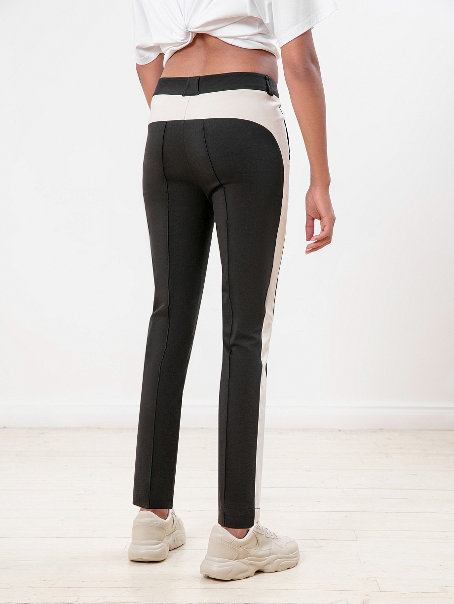 Зауженные брюки черные с белой полосой