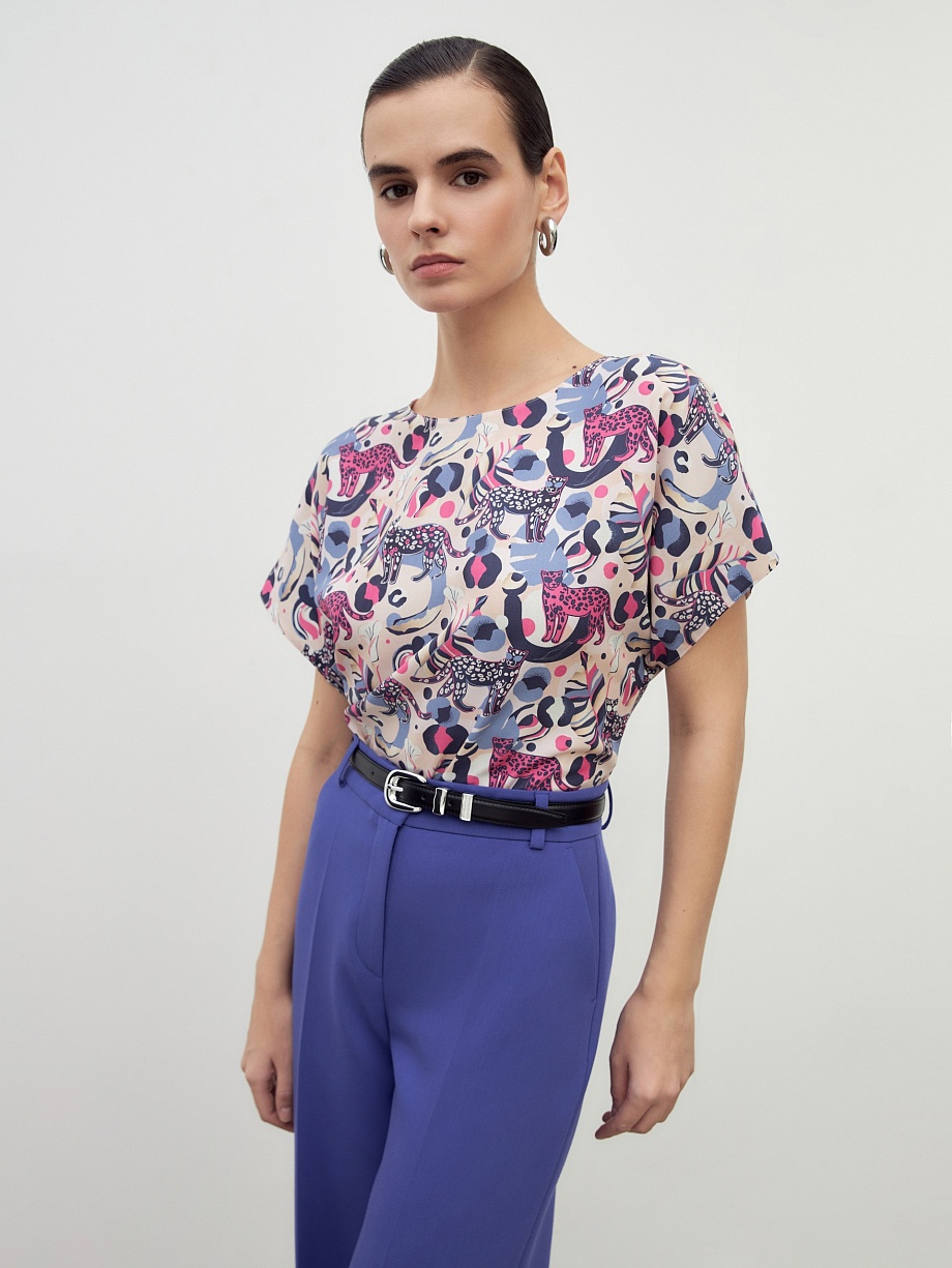 Свободная блуза с коротким рукавом из вискозы