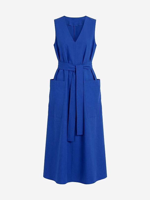 Хлопковый сарафан с накладными карманами