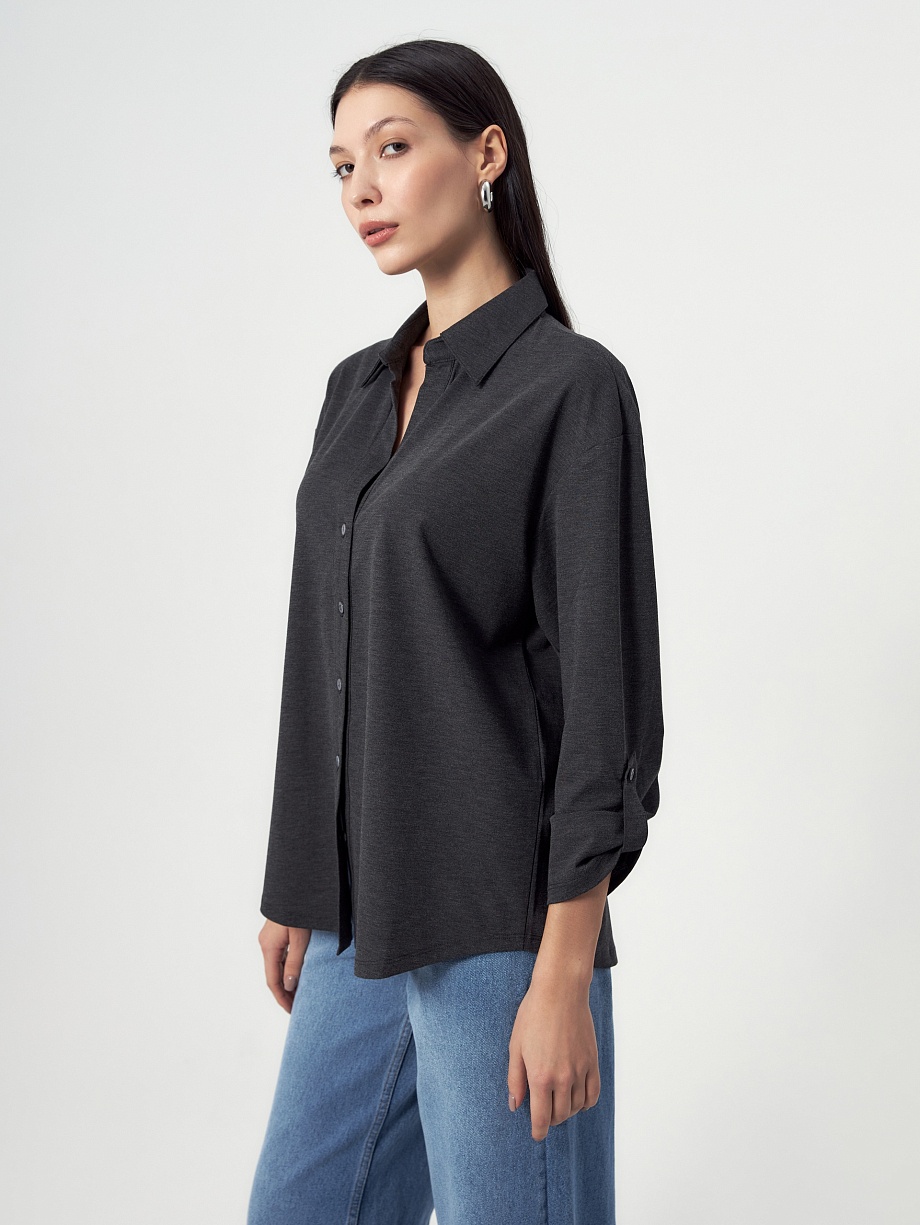 Прямая блуза из вискозного трикотажа