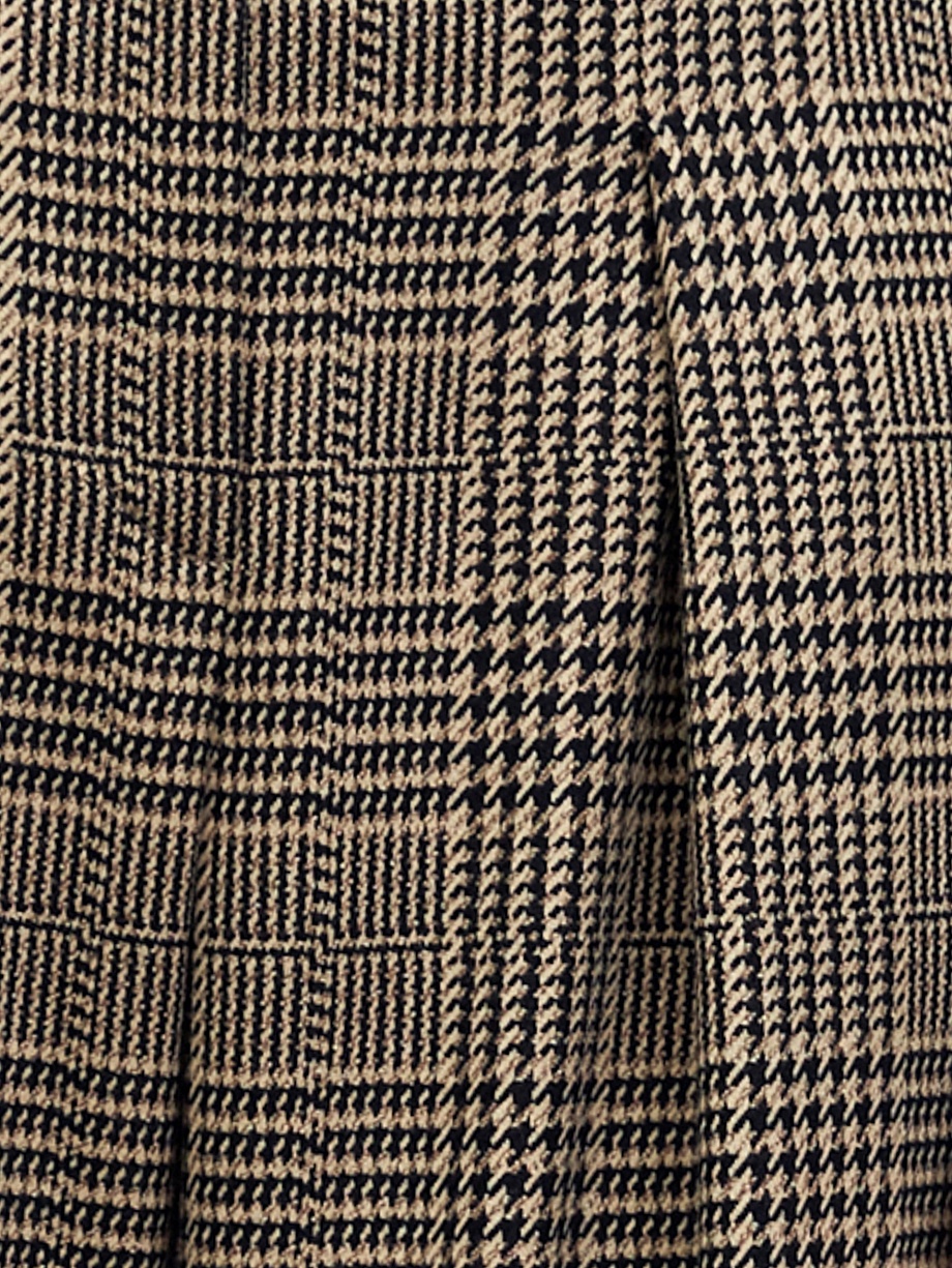 Прямые широкие брюки со складками из костюмной ткани в клетку