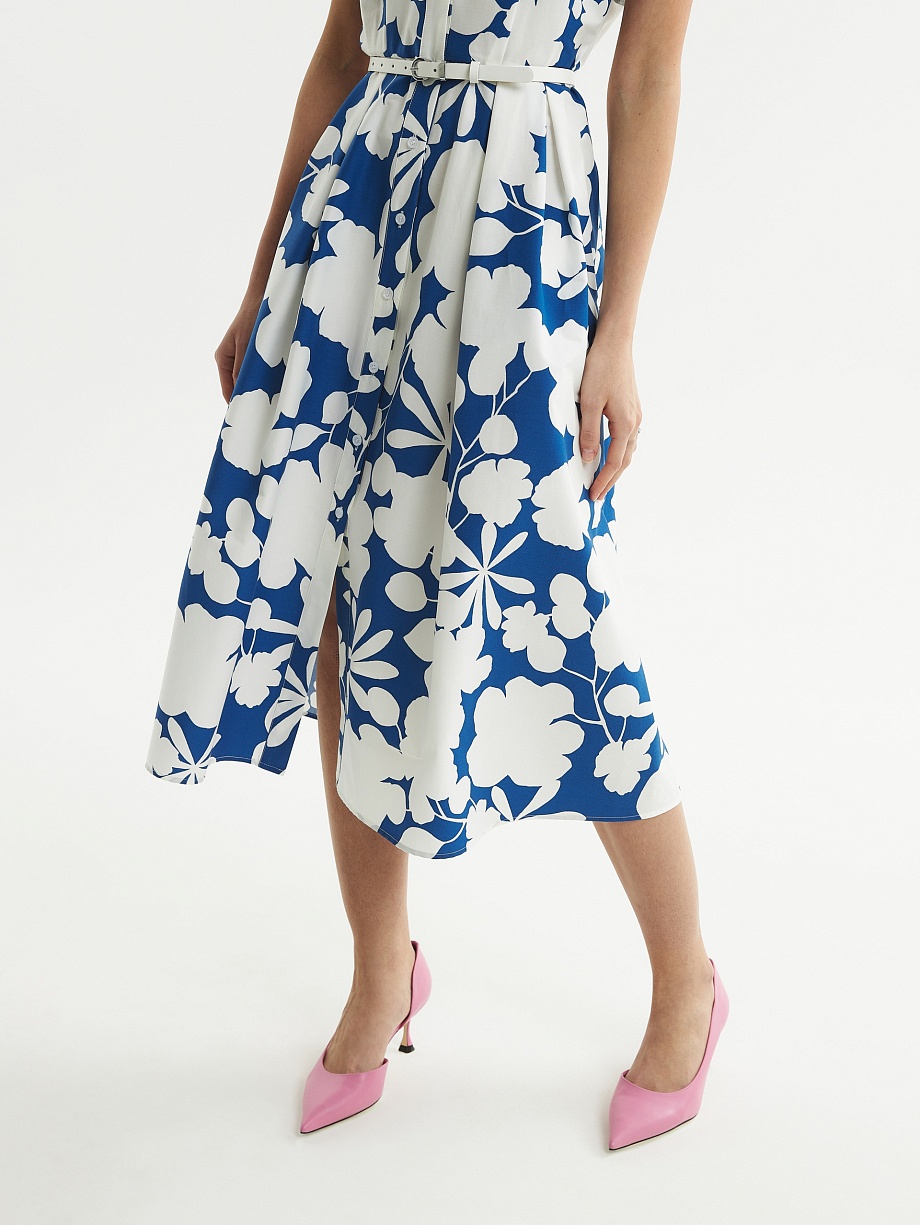 Хлопковое платье-рубашка с поясом