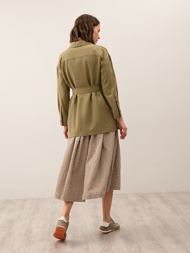 Жакет женский зеленый с поясом