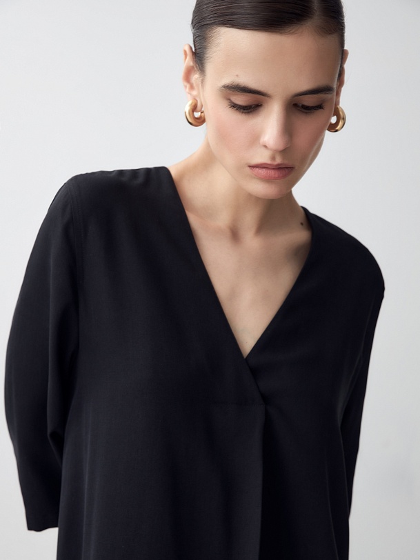 Прямое свободное платье миди из вискозы