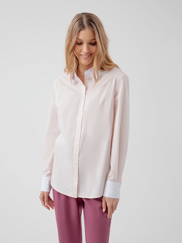 Удлиненная блузка в тонкую полоску