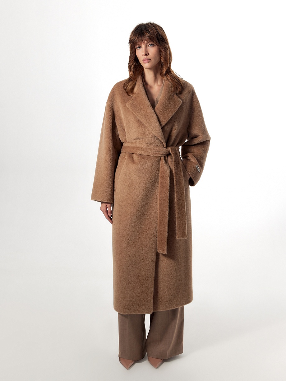 Пальто из шерсти Альпака Беби Сури с мембраной и утеплённой спинкой