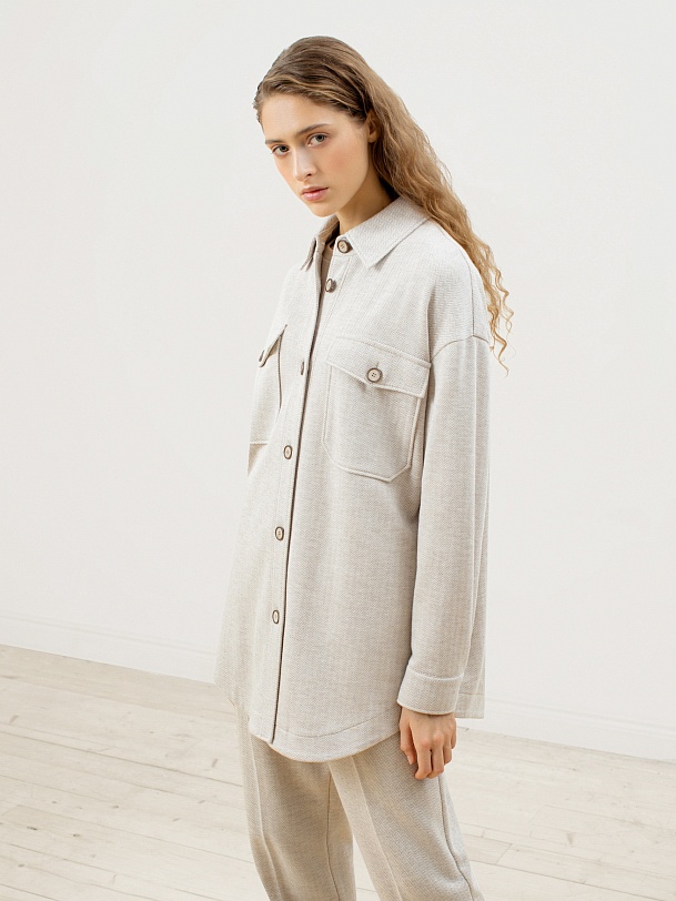 Жакет-рубашка с накладными карманами