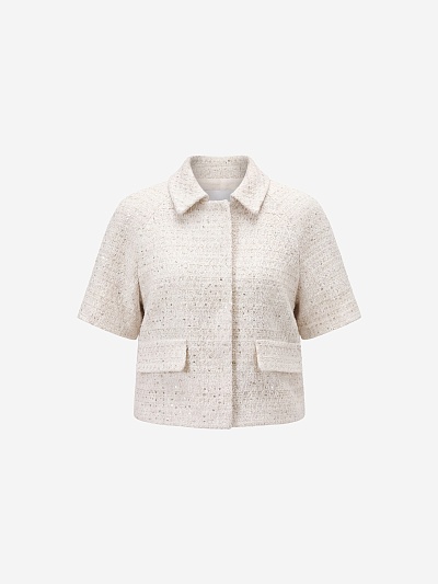 Укороченный жакет из твида с добавлением люрекса POMPA