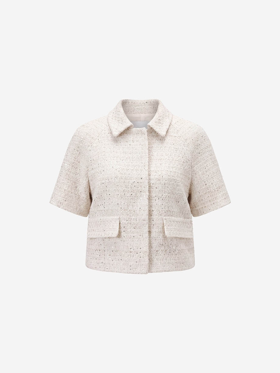 Укороченный жакет из твида с добавлением люрекса