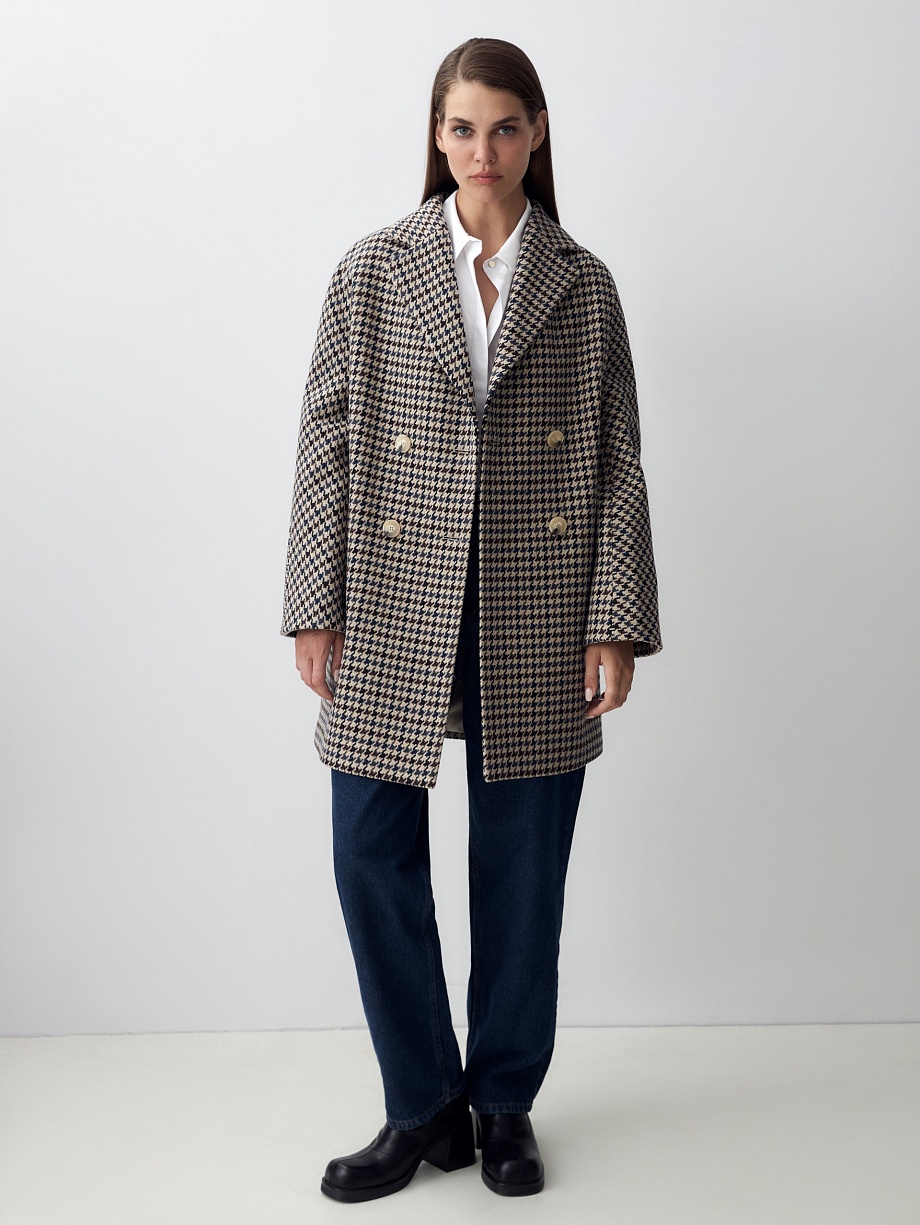 Укороченное шерстяное пальто с мембраной