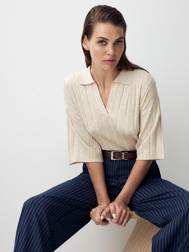 Вязаный джемпер-поло из вискозы