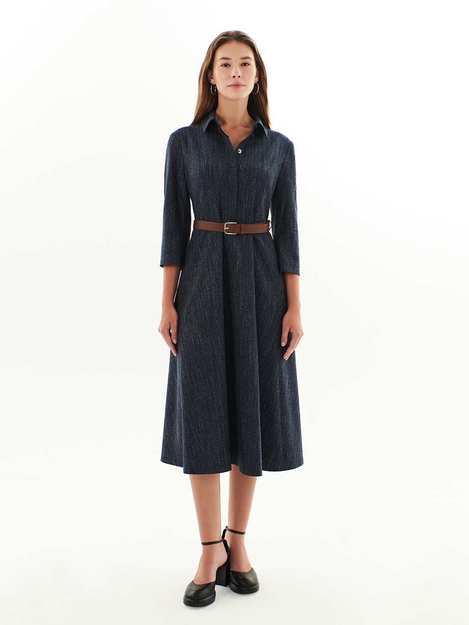 Платье из костюмной ткани с имитацией джинсы