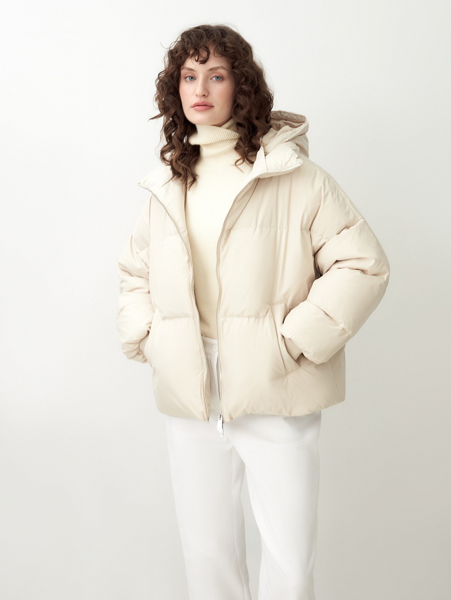 Укороченный пуховик с утеплителем 90% пух и 10% перо