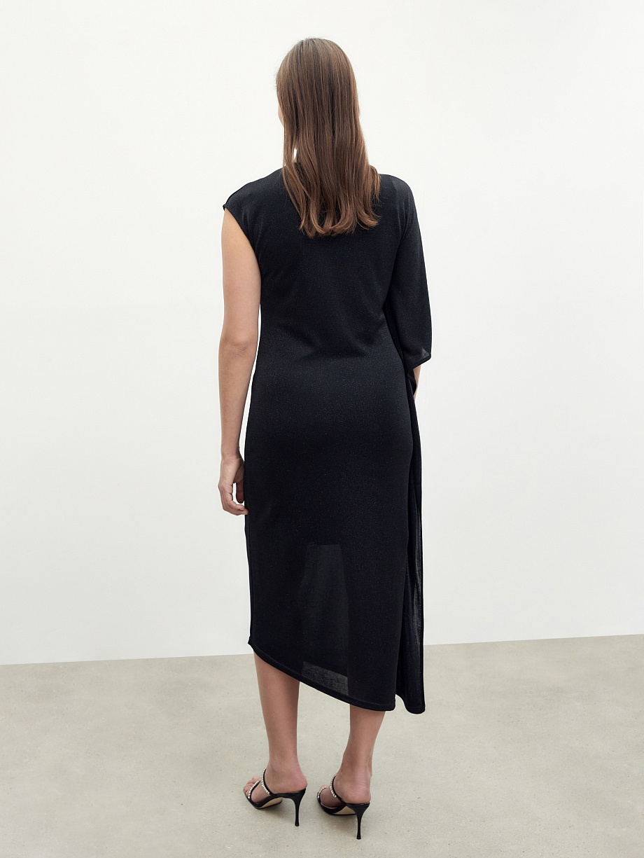 Асимметричное платье из мерцающего трикотажа