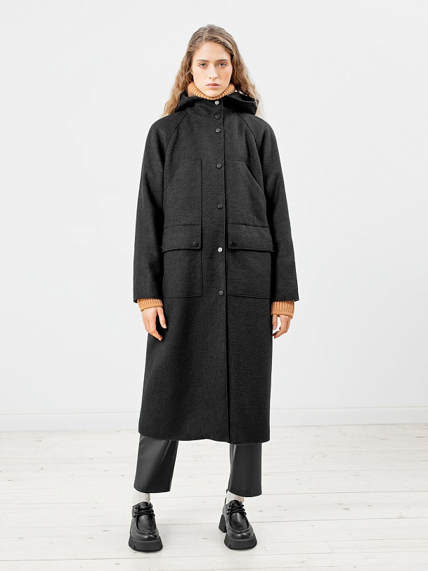 Шерстяное пальто еврозима с мембраной и утепленной спинкой