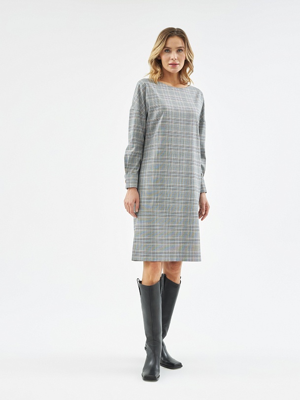 Платье в клетку из костюмной ткани