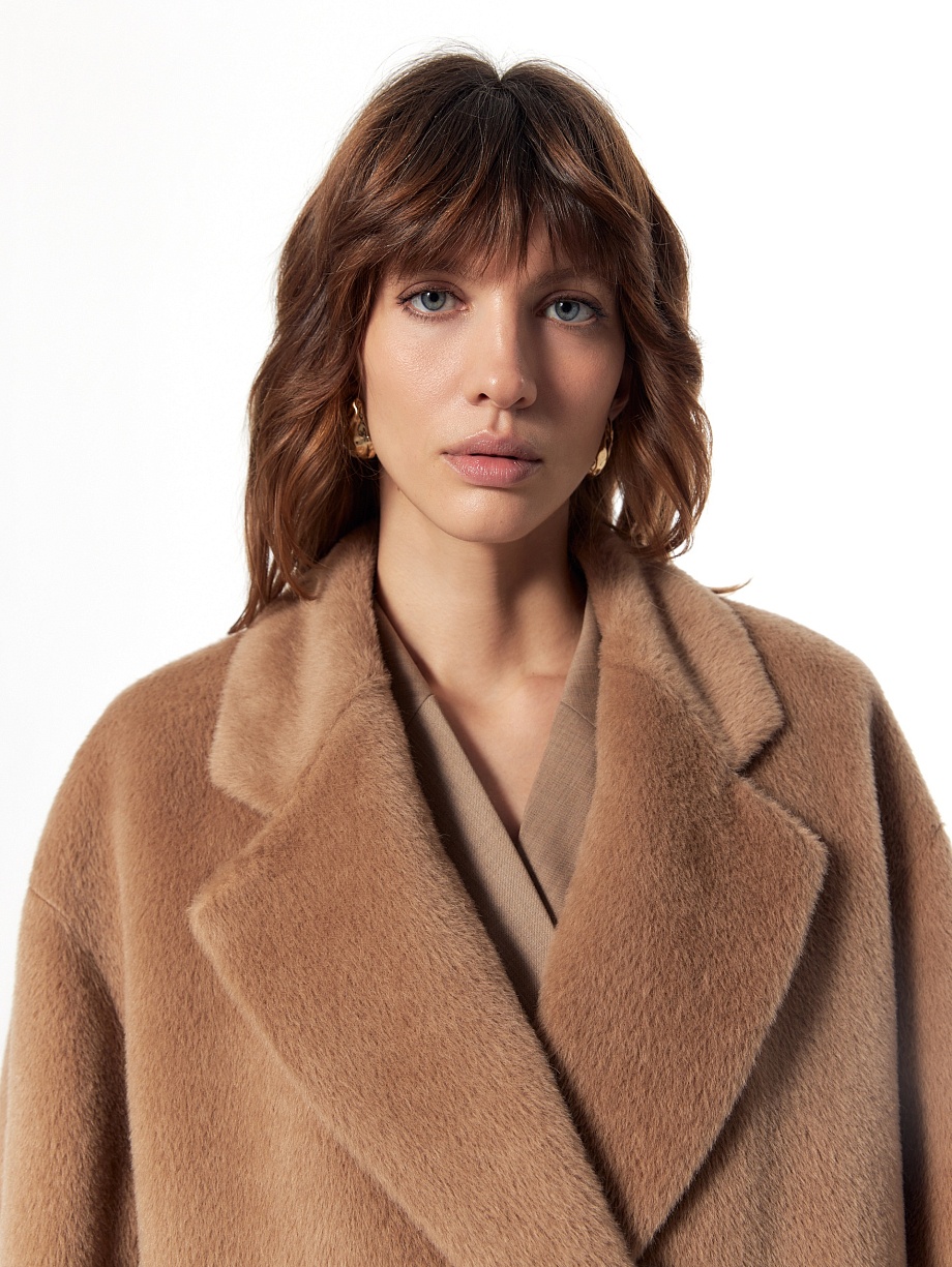 Пальто из шерсти Альпака Беби Сури с мембраной и утеплённой спинкой