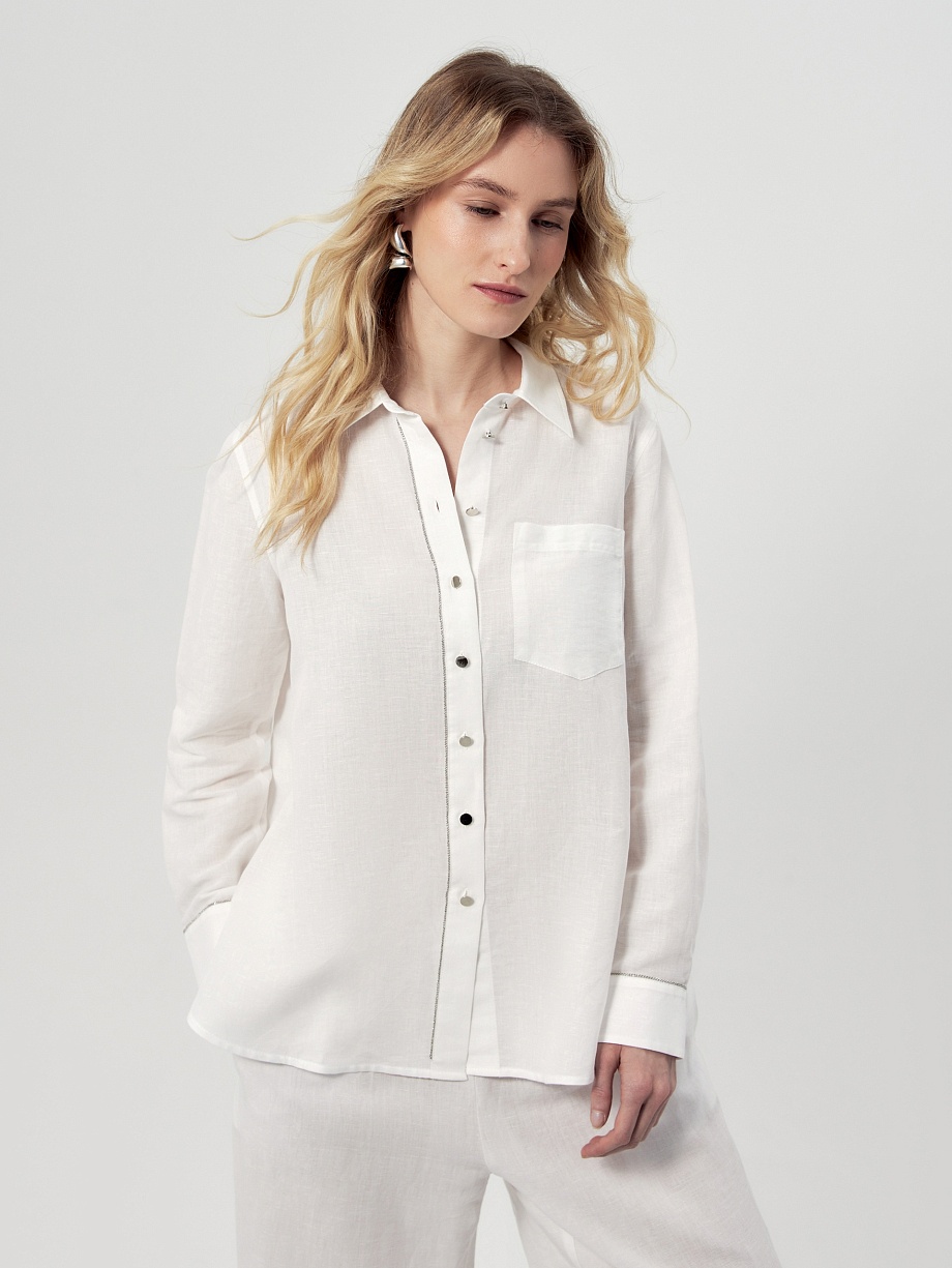 Рубашка из хлопка и льна с цепочкой мониль