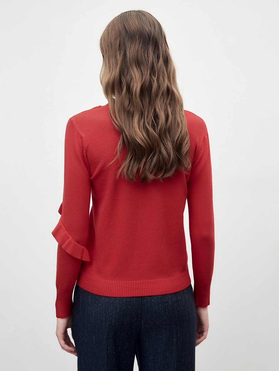 Вязаный джемпер с воланом на рукаве