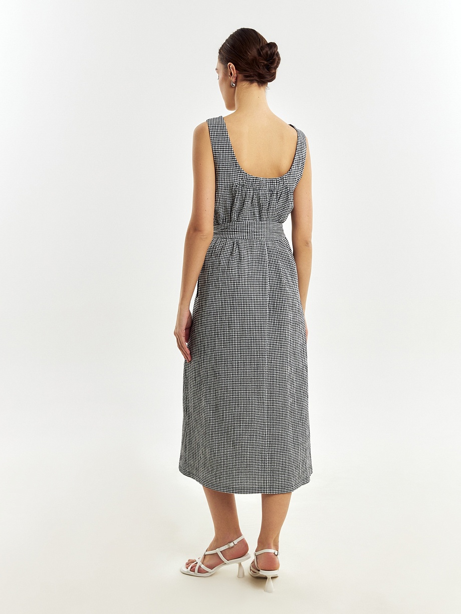 Сарафан в клетку "виши" с поясом