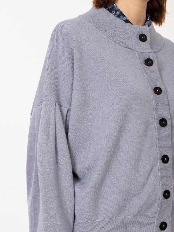 Кардиган трикотажный серо-голубой