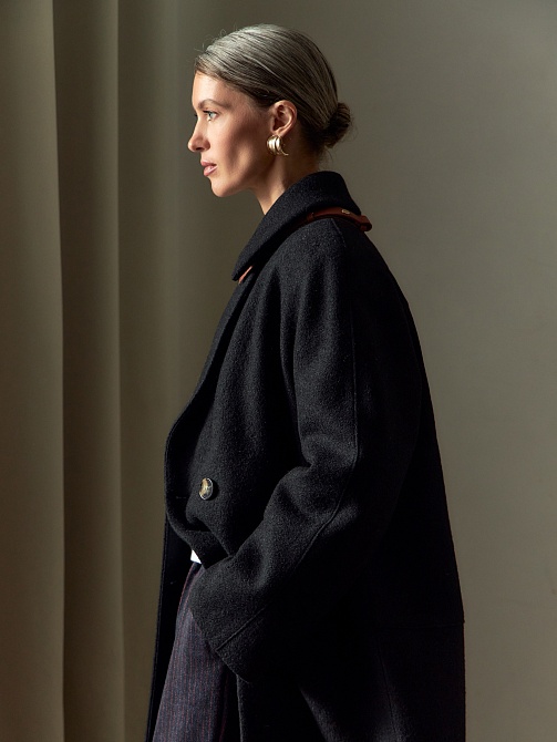 Зимнее полупальто из варёной шерсти с мембраной