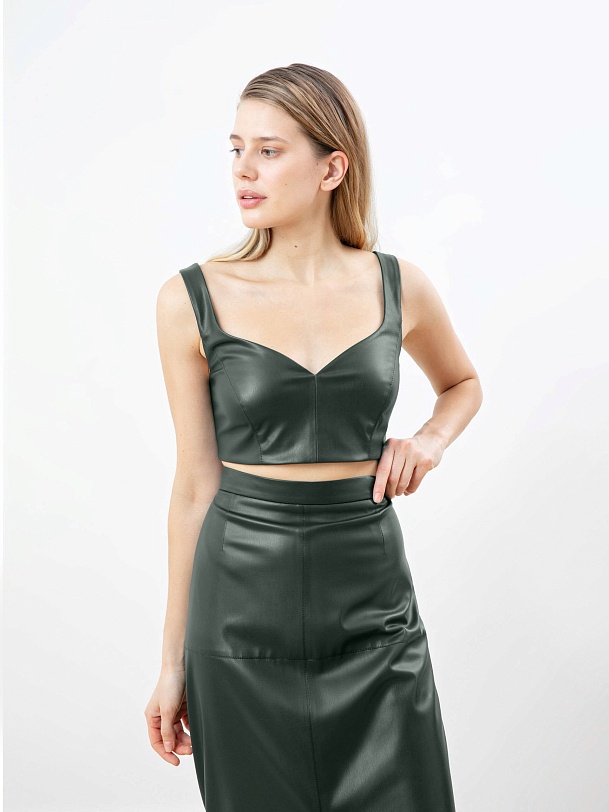 Кроп-топ из экокожи