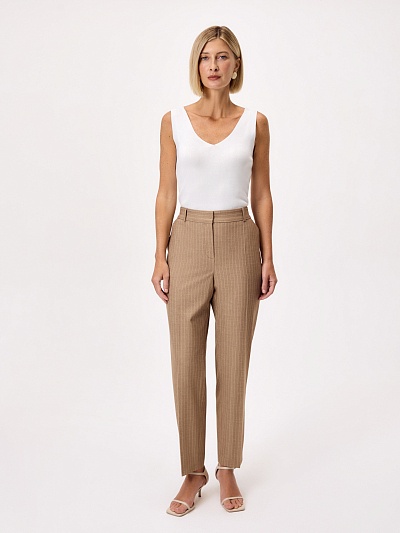 Укороченные зауженные брюки из костюмной ткани  POMPA