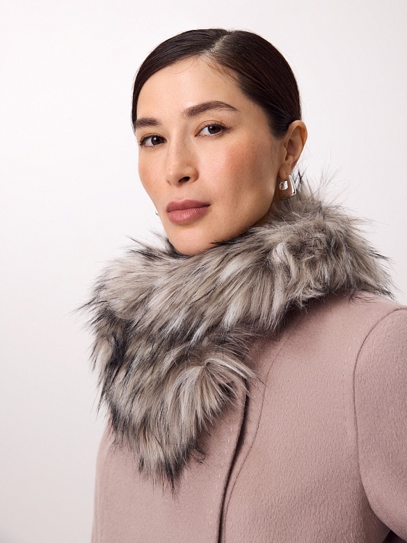 Зимнее пальто из шерсти утепленное с меховым воротником POMPA арт.1013771p60216