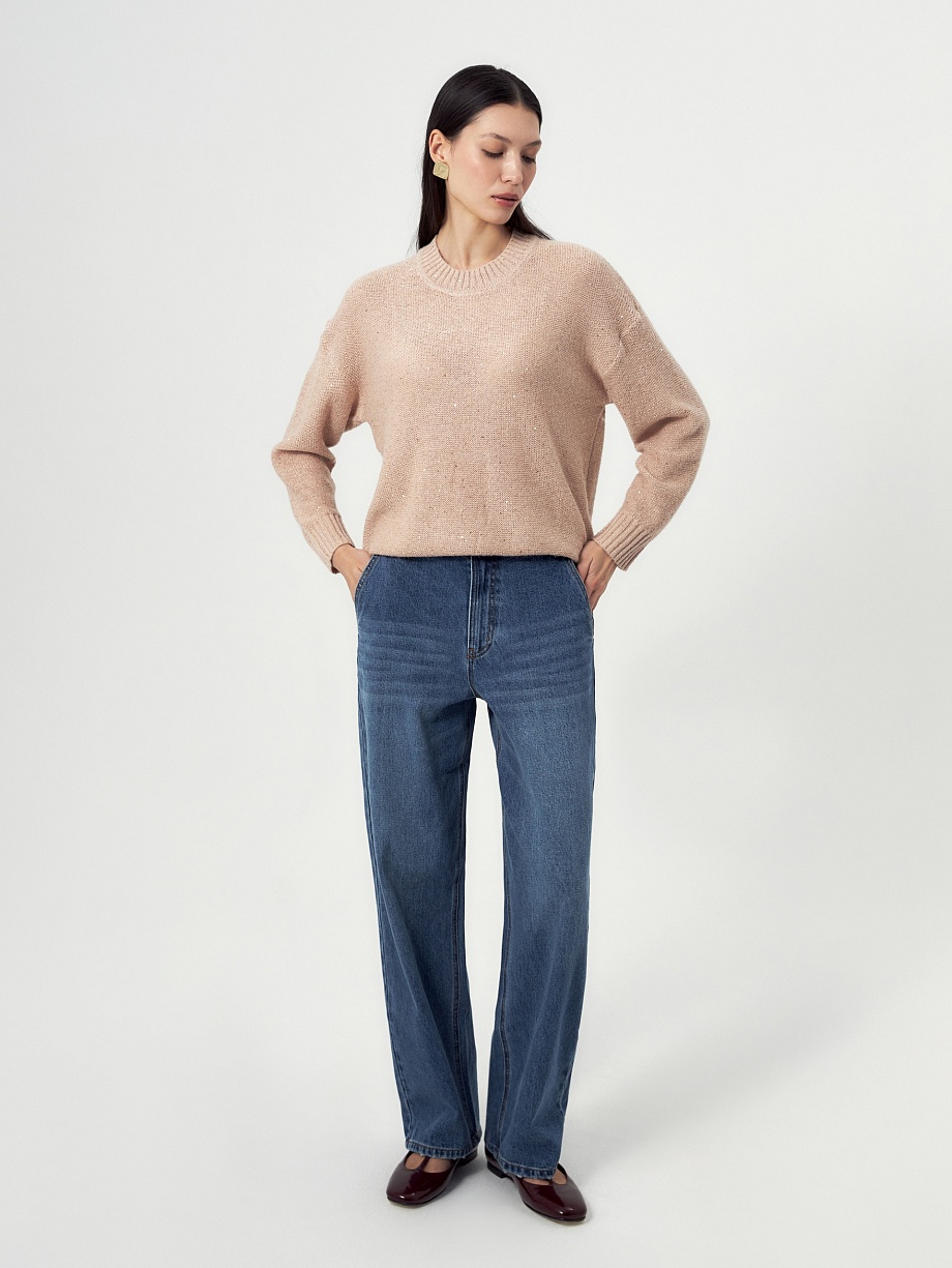 Джемпер из вязаного трикотажа с пайетками и люрексом