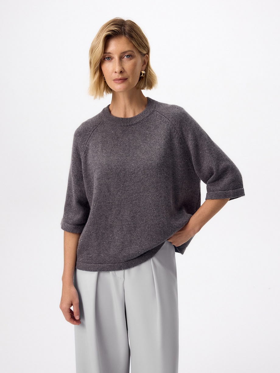 Джемпер с шерстью ангоры и люрексом