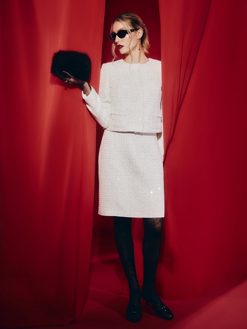 Юбка из твида с пайетками