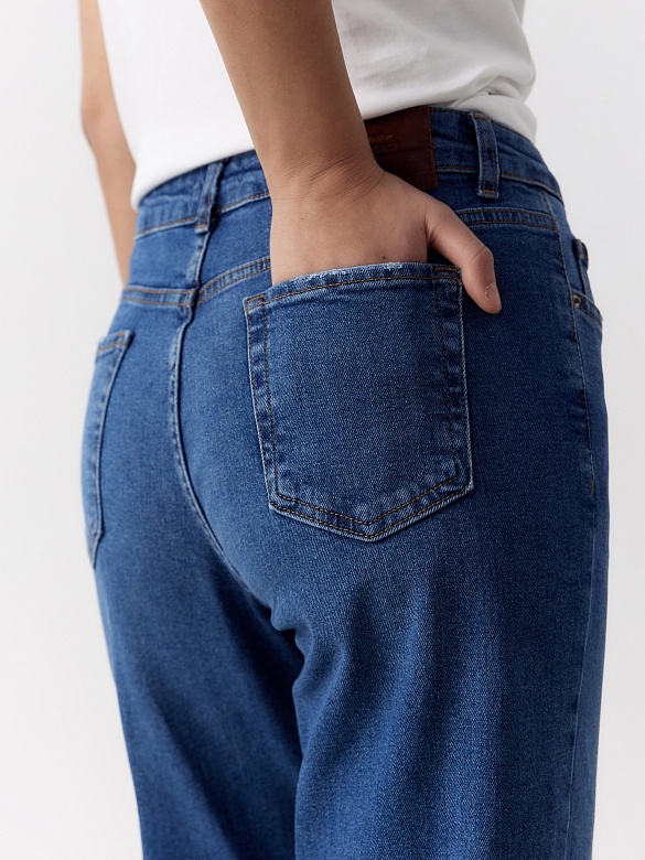 Прямые хлопковые джинсы на высокой талии POMPA арт.5110240dn0265