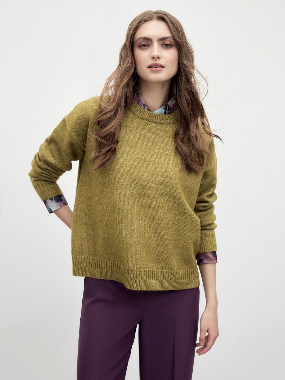 Джемпер из вязаного трикотажа прямого силуэта