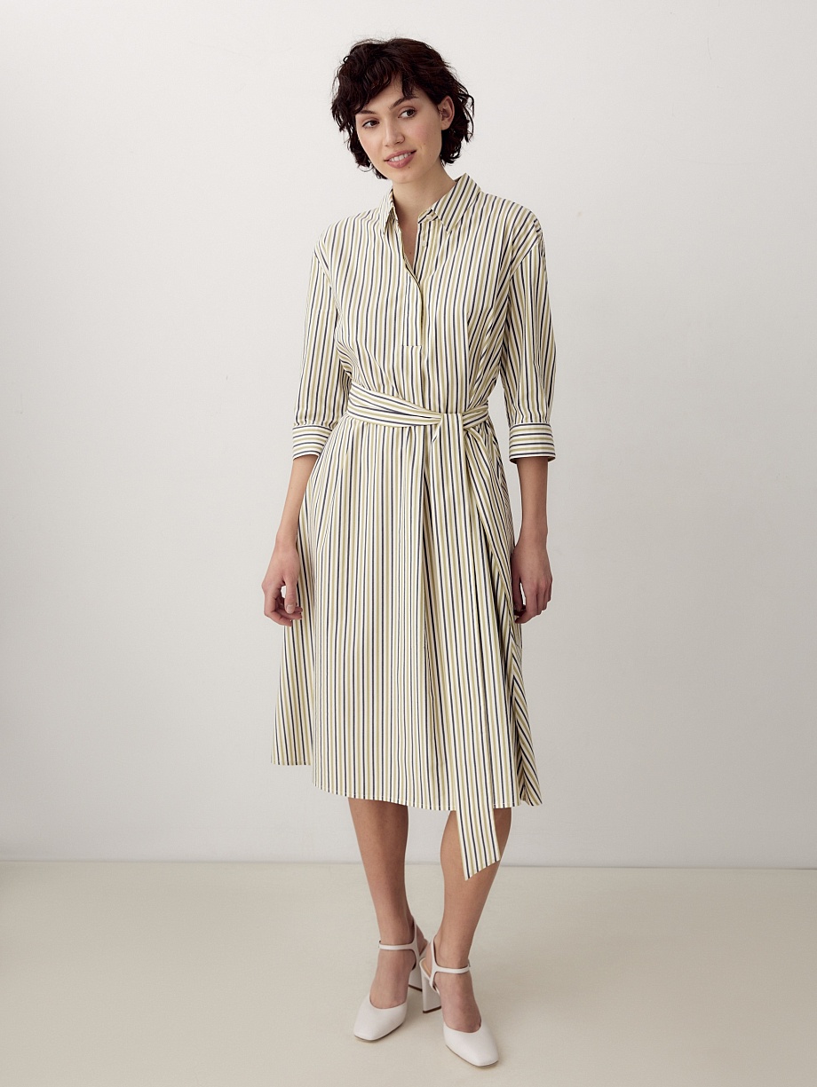 Платье-рубашка в разноцветную полоску
