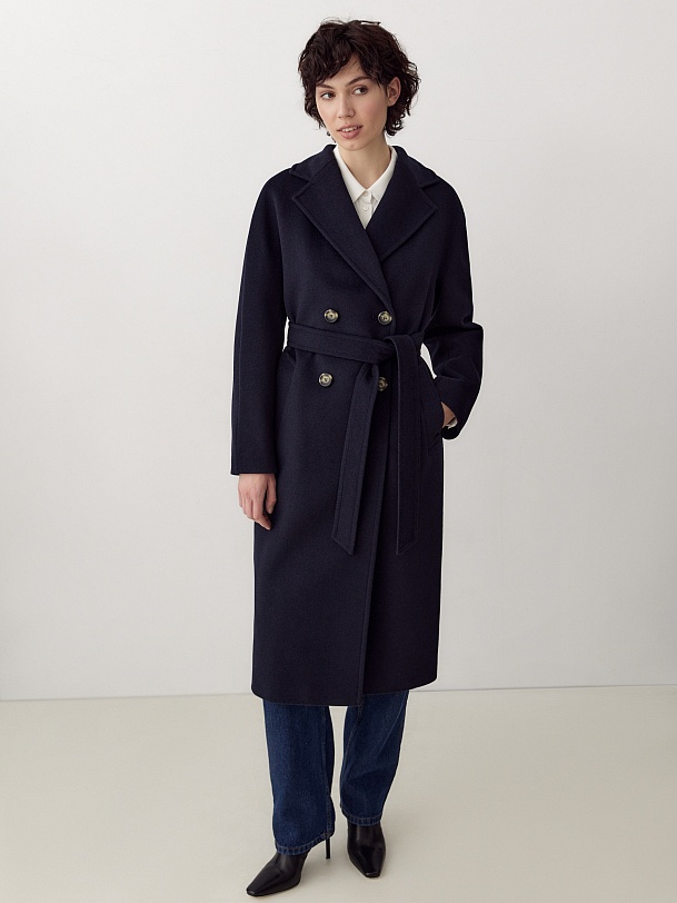 Двубортное пальто-кокон с мембраной