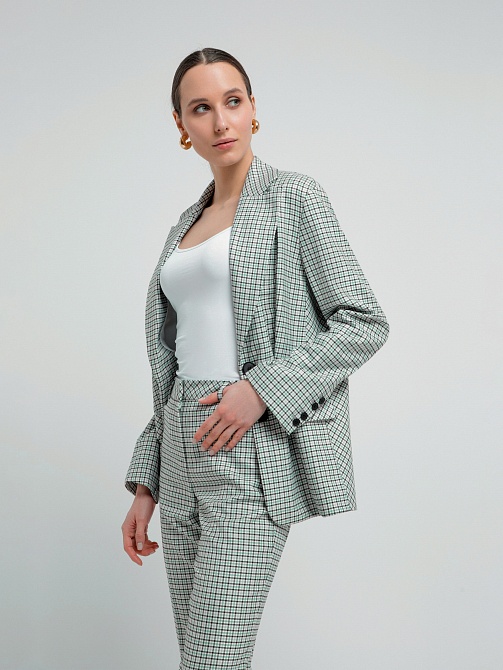 Однобортный жакет в мелкую клетку
