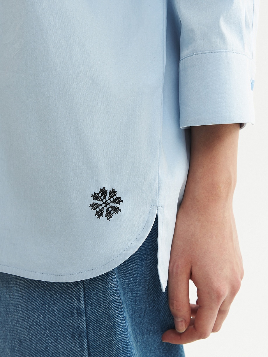 Свободная хлопковая рубашка с укороченным рукавами