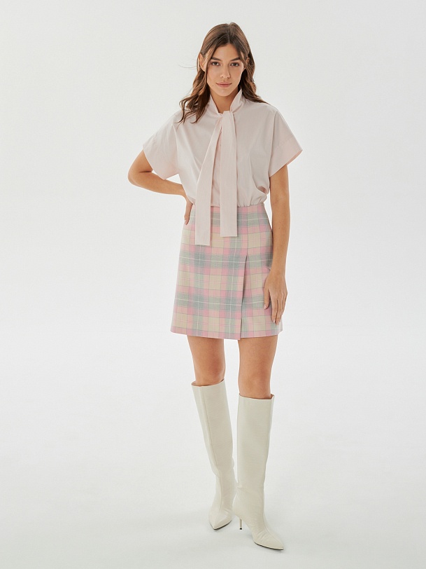 Юбка-трапеция длины мини в клетку