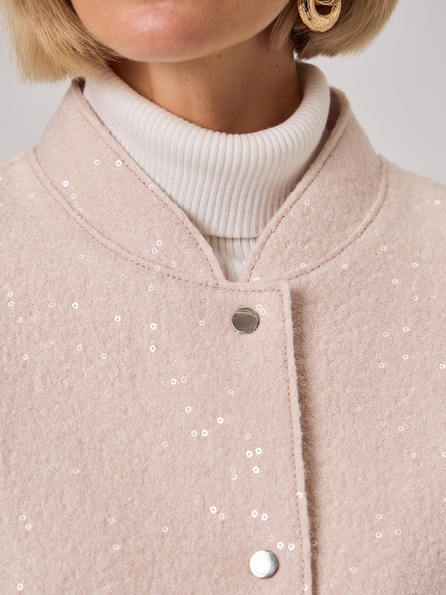 Куртка-бомбер из шерсти с пайетками