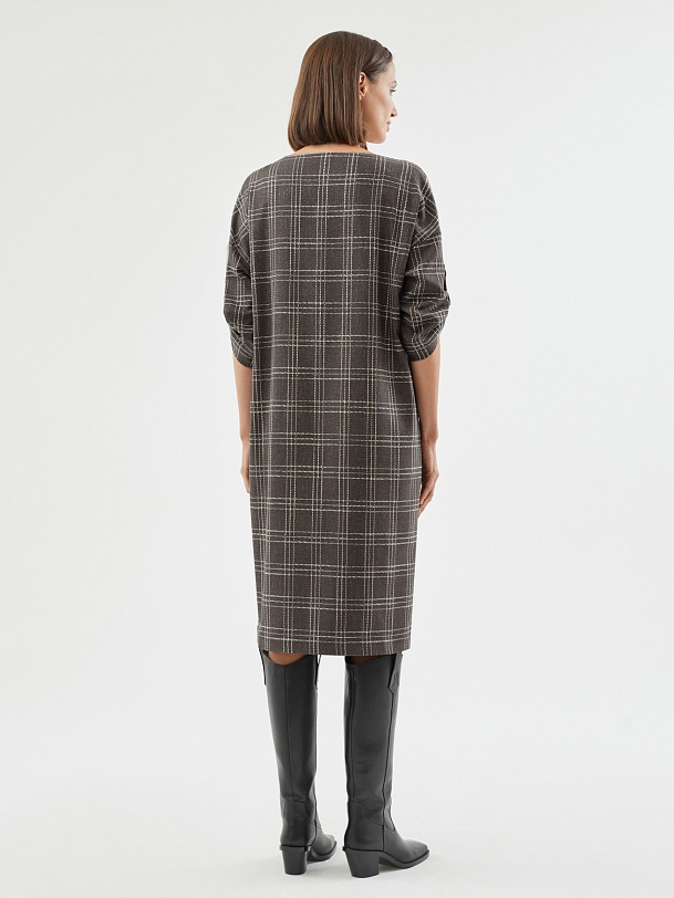 Платье из фактурной костюмной ткани в клетку