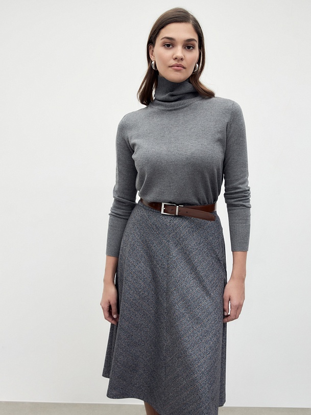 Юбка трапеция из костюмной ткани в клетку