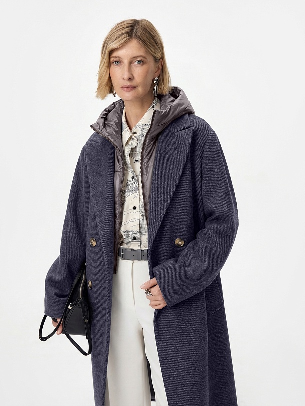 Шерстяное пальто с мембраной и утеплённой спинкой