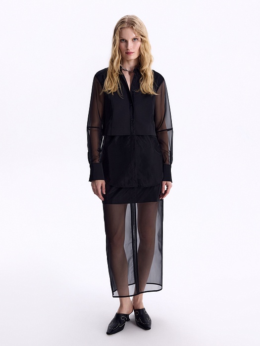 Блуза из атласа и органзы