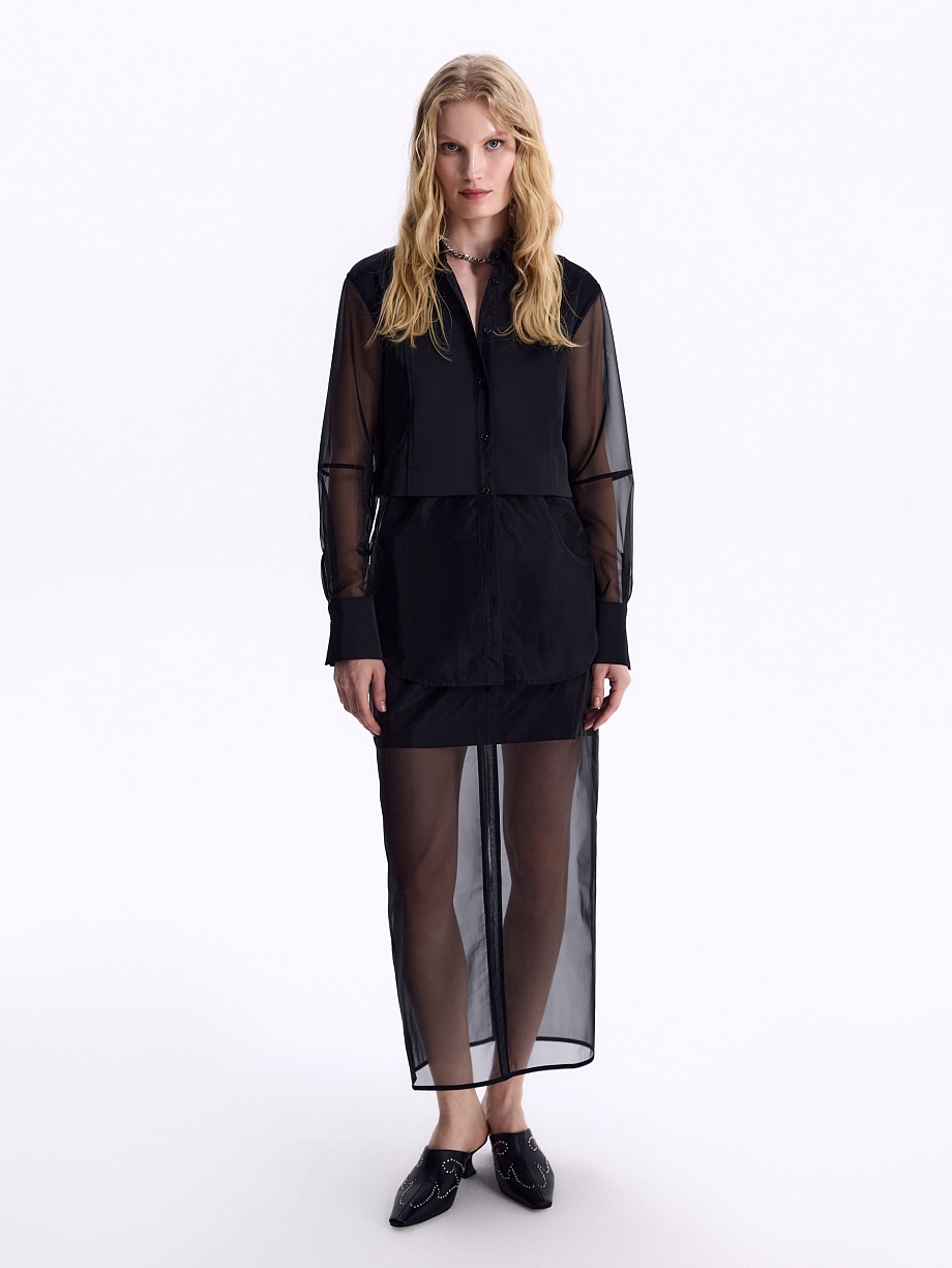 Блуза из атласа и органзы