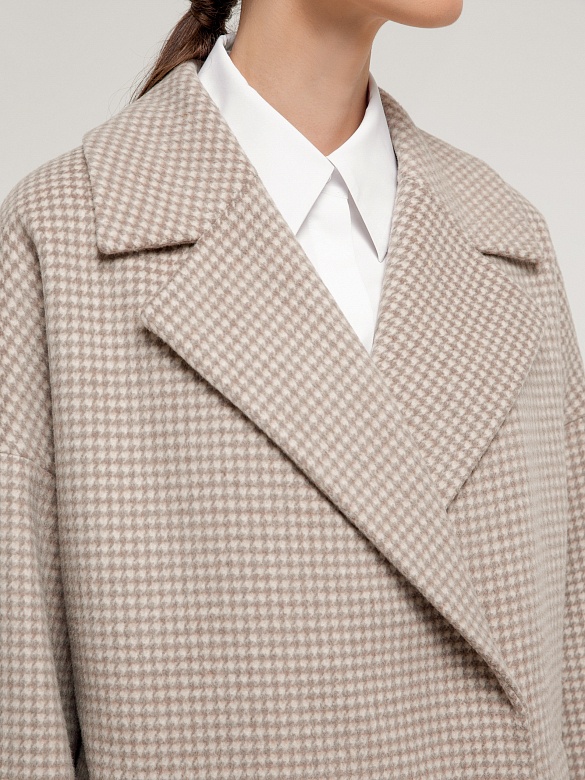 Двубортное укороченное пальто прямого силуэта POMPA арт.3014601p00090