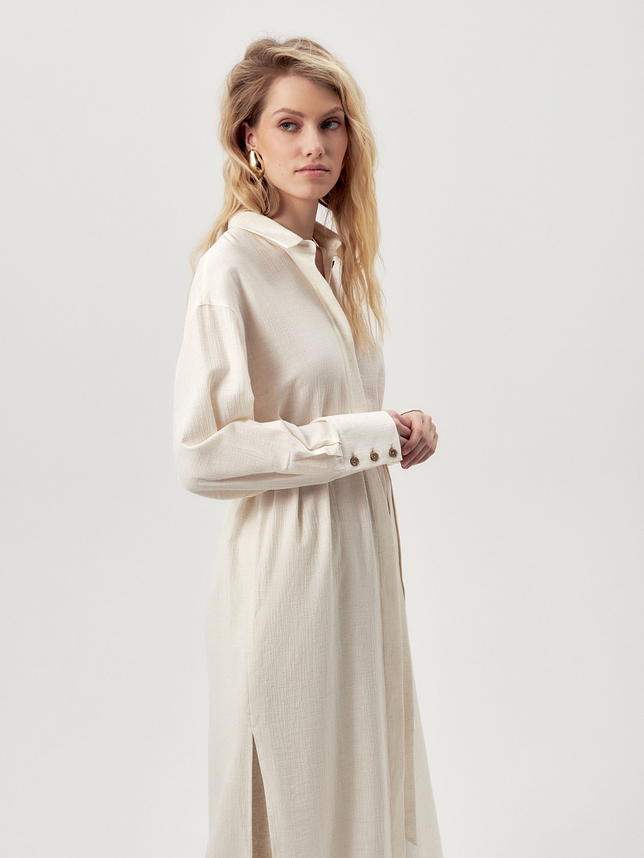 Платье-рубашка из натуральной ткани  