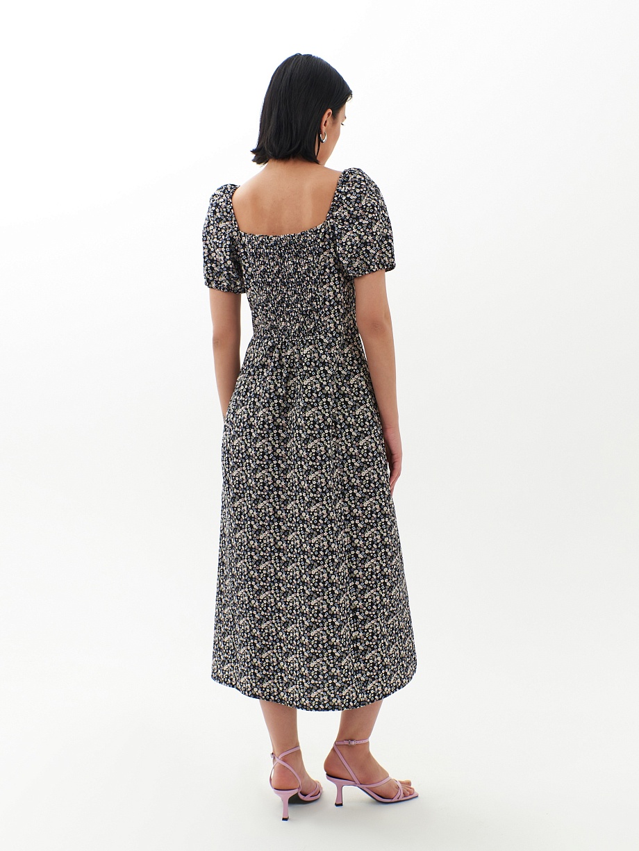 Летнее платье из хлопка с разрезом