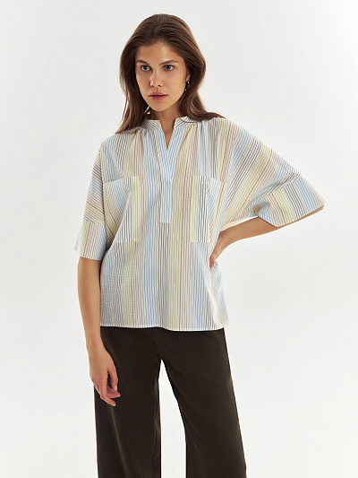 Свободная блуза в полоску с рукавом кимоно POMPA