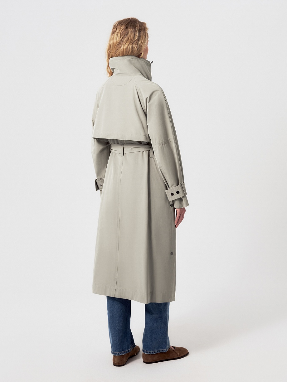 Непромокаемый хлопковый плащ с высоким воротником